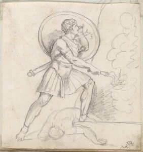 Harcos pajzzsal és fáklyával alkotó: Jacques Louis David
