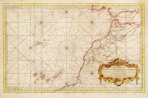 Afrika északnyugati partvidékének térképe a Gibraltári-szorostól a Kanári-szigetekig