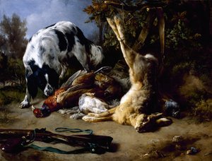 Spániel halotti csendélettel, 1837