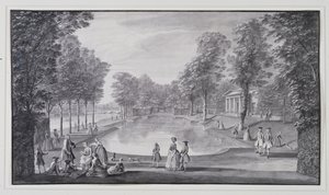 Folyóparti medence, Lord Burlington Chiswick Villa (toll és tinta mosással papíron)