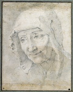 Egy idős nő feje (fekete kréta papíron) alkotó: Jacques Stella