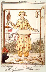 Kínai zenész, 1806 (színes metszet) alkotó: Jacques after Grasset de Saint-Sauveur