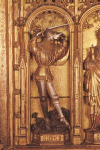 Keresztrefeszítés oltárképe, Szent György részlet a bal oldali tábláról, a Chartreuse de Champmol-templomból, 1391 körül (aranyozott fa) alkotó: Jacques de Baerze or Baers