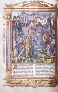Kivilágított kézirat, amely egy királyt és seregét ábrázolja egy város előtt, 1503-04 alkotó: Jacques de Besancon