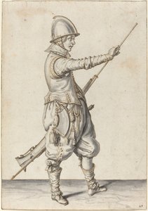 Elegánsan öltözött katona ütögeti a nyakát alkotó: Jacques de Gheyn II