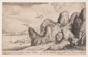 Tájkép az Ikarosz bukásával, a Landscapes-ból alkotó: Jacques de Gheyn II