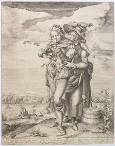A számszeríjász és a tejeslány c. 1610. alkotó: Jacques de Gheyn the Younger