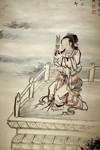 Festett alak, zenész. Tinta papíron Yi Jaegwan (1783-1837), 19. századi művészeti magtól. Koreai Nemzeti Múzeum, Szöul (Dél-Korea). alkotó: Jaegwan Yi