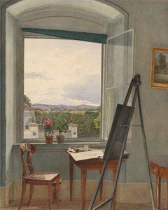 Kilátás a művész alservorstadti műterméből Dornbach felé, 1836 alkotó: Jakob Alt