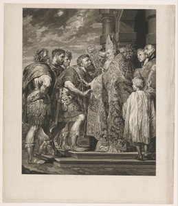 Szent Ambrosius megtagadja Theodosius császár belépését a milánói templomba alkotó: Jakob Matthias Schmutzer