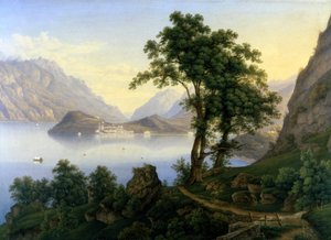 Kilátás a Comói-tó Bellagióra. 19. század. Jacob Suter festménye. alkotó: Jakob Suter