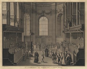 Anglikán közösség a londoni Szent Pál-székesegyházban (metszet) alkotó: Jakob van der Schley