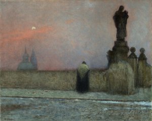 Debut de Soiree Hradcanyban (Prága, Csehország) - Kora este Hradcanyban - Jakub Schikaneder (1855-1924). Olajfestmény