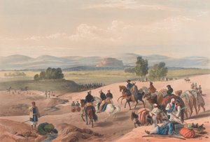 „The Approach to the Fortress of Kwettah [sic]”, 1839 körül (kőnyomat, színezett)