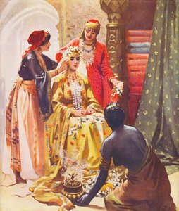 Szentföld: "A férjének feldíszített menyasszony" (színes litográfia) alkotó: James (after) Clark