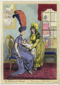 Szoptatás, The Fashional Mamma vagy The Convenience of Modern Dress (színes gravírozás)