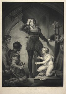 János király. IV. felvonás, I. jelenet - Hubert Arthurral a börtönben. alkotó: James (after) Northcote