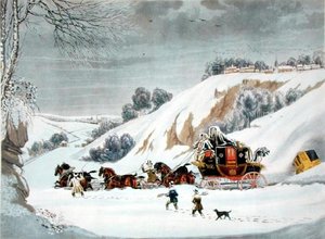 Egy levél mély hóban, George Hunt metszetével (színes litó)