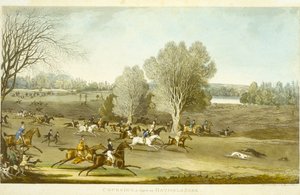 Coursing - Kilátás a Hatfield Parkra, metszett James Pollard (1797-1867) (színes litó) (lásd még: 266808)