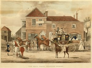 The Mail Coach Changing Horses, 1825 körül (metszet)