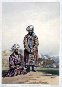 Oosbegs of Mooraud Bey, 20. tábla a „Scenery, Inhabitants and Costumes of Afganistan”-ból, metszett W.L. Járóka