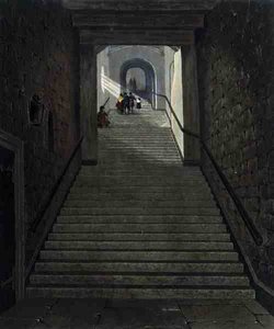 Az ókori lépcsőház, windsori kastély, a „Királyi rezidenciákból”, R. Reeve metszet, kocsma. William Henry Pyne (1769-1843)