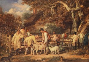 Birkanyírás, 1820 körül (színes litó) alkotó: James (after) Ward