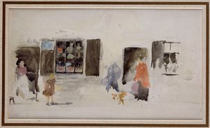 Egy Bretagne-i üzlet redőnnyel ellátott ablakokkal alkotó: James Abbott McNeill Whistler