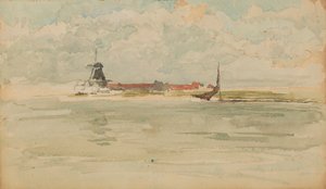 Egy kis piros jegyzet – Dordrecht, 1884. alkotó: James Abbott McNeill Whistler