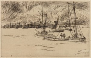 Amszterdam, a Tolhuisból, 1863. alkotó: James Abbott McNeill Whistler