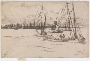 Amszterdam, a Tolhuisból, 1863. alkotó: James Abbott McNeill Whistler