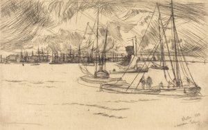 Amszterdam a Tolhuistól, 1863. alkotó: James Abbott McNeill Whistler