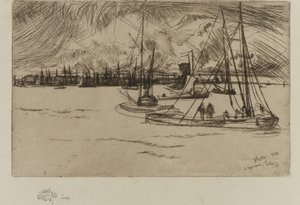 Amszterdam, a Tolhuisból, 1863. alkotó: James Abbott McNeill Whistler