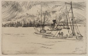 Amszterdam, a Tolhuisból, 1863. alkotó: James Abbott McNeill Whistler