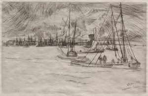 Amszterdam a Tolhuistól, 1863. alkotó: James Abbott McNeill Whistler