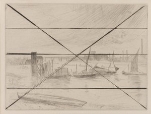 Battersea Dawn Cadogan móló, 1861. alkotó: James Abbott McNeill Whistler