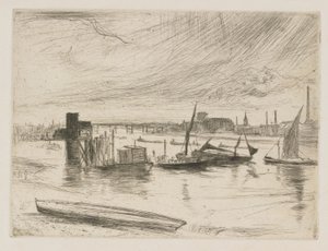 Battersea Dawn Cadogan móló, 1863. alkotó: James Abbott McNeill Whistler