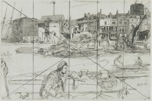 Black Lion Wharf, 1859. alkotó: James Abbott McNeill Whistler