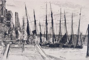 „Csónakok Billingsgate mellett”, London, 1859 alkotó: James Abbott McNeill Whistler