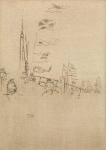 Bunting, a The Naval Review című tizenkét metszetből álló sorozatból, 1887. alkotó: James Abbott McNeill Whistler