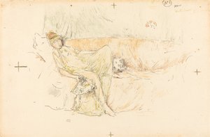 Drapált figura, fekvő, 1892. alkotó: James Abbott McNeill Whistler
