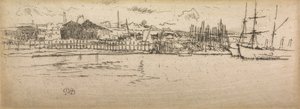 Dry-Dock, Southampton, egy tizenkét rézkarcból álló sorozatból, The Naval Review, 1887 alkotó: James Abbott McNeill Whistler