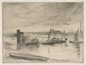 Kora reggel, Battersea Battersea Dawn Cadogan móló, 1861. alkotó: James Abbott McNeill Whistler