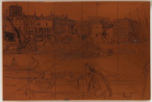 Rézkarc: Black Lion Wharf, 1859. alkotó: James Abbott McNeill Whistler