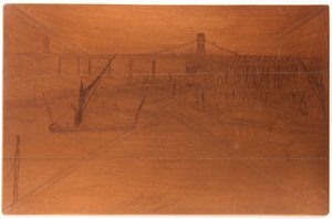 Rézkarc: Old Hungerford Bridge, 1861. alkotó: James Abbott McNeill Whistler