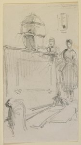 Alakzatok egy szökőkút mellett, 1858. alkotó: James Abbott McNeill Whistler