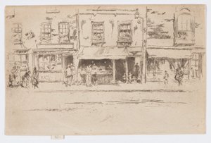Fish Shop, Chelsea, 1884-86 körül (metszet; tus, papír) alkotó: James Abbott McNeill Whistler