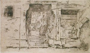 Fish Shop, Velence (rézkarc) alkotó: James Abbott McNeill Whistler