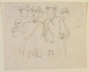 Négy emberből álló csoport, 1858. alkotó: James Abbott McNeill Whistler