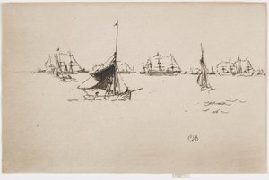 Őfelsége flottája: Este, 1887. alkotó: James Abbott McNeill Whistler